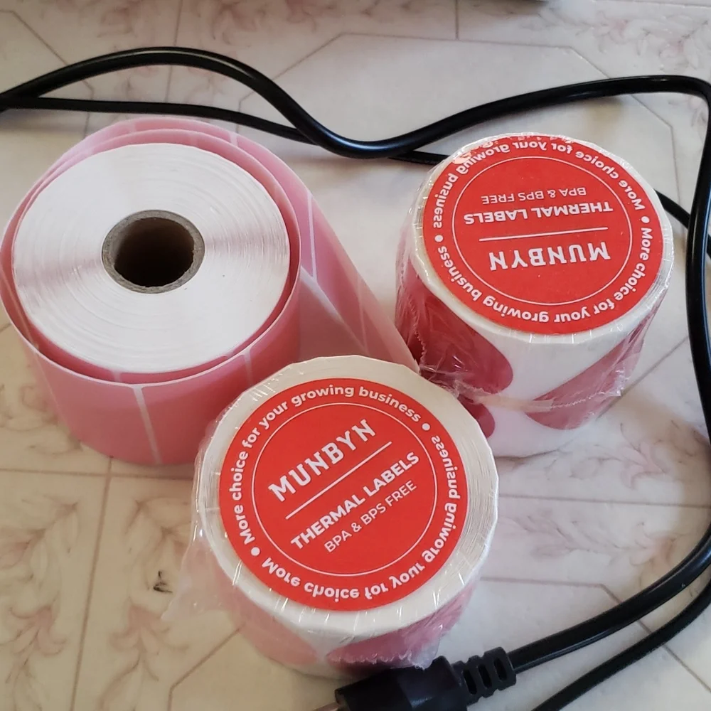 x3NWT 2140! Sticker Labels Muynbyn Sticker Printer Labels Red Heart Pink Circles